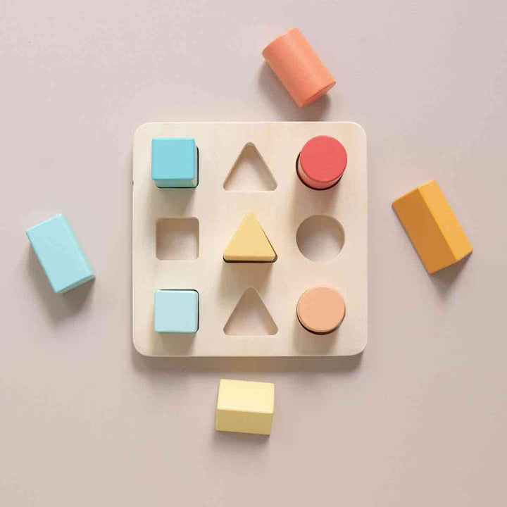 Wooden shape sorter puzzle for baby and toddler brain development