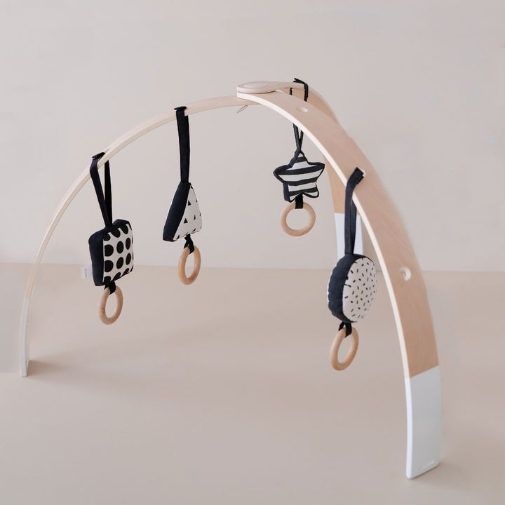 Activity gym pendants with wooden play gym